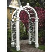 Victorian style white vinyl arbor