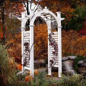 Vinyl arbor with trellis sides for climbing plants