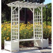 Arbor with large planters and bench