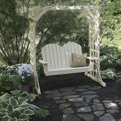 Wood arbor with swing