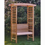 Classic wood arbor with bench