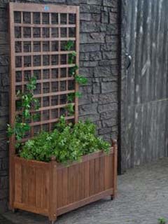 Just add dirt and climbing vines to this planter box with trellis